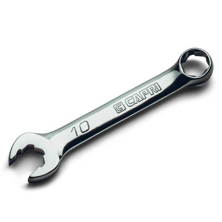 CAPRI TOOLS 10 mm WaveDrive Pro Stubby Combination Wrench for Regular and Rounded Bolts CP11750-M10SB